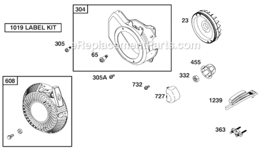 Page F Diagram and Parts List for 124335 8101, 8102, 8103 Briggs and Stratton Engine
